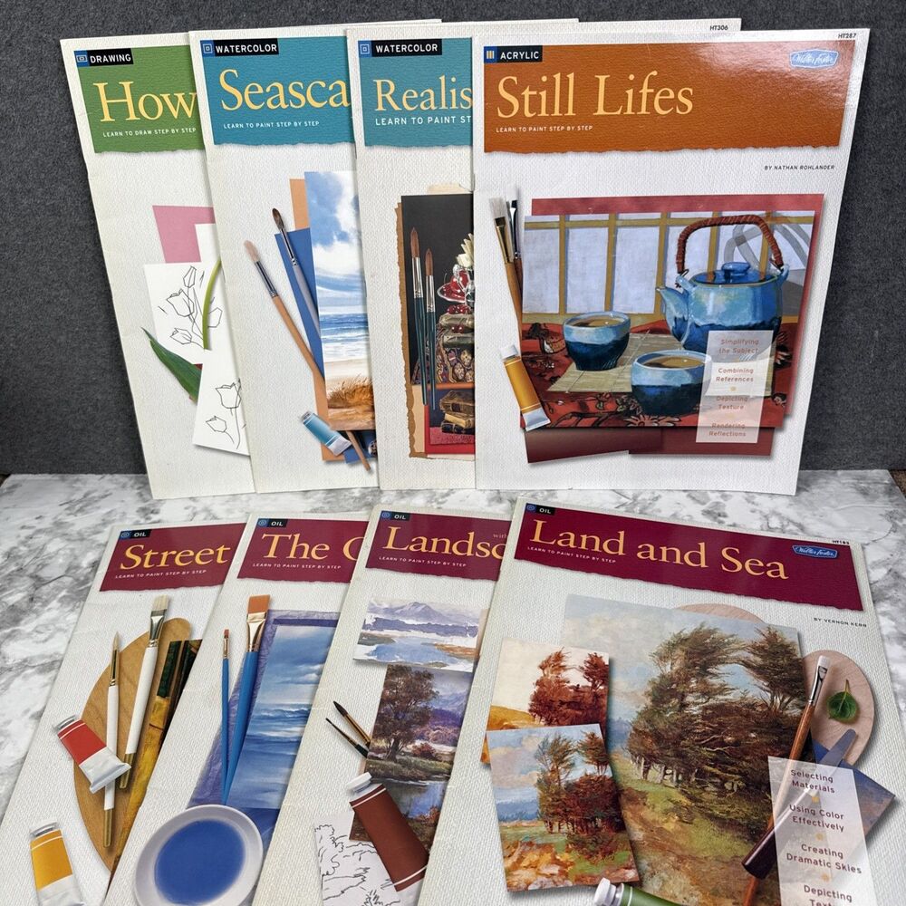 Lot of 8 Walter Foster How to Draw and Paint Books Acrylic Oil Watercolor Drawin
